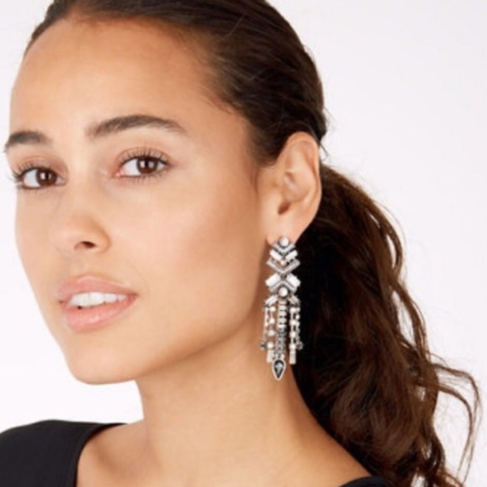 Stella & Dot | Sparkling Cascading Crystal Bejeweled Chandeliers Silver … - Picture 7 of 10